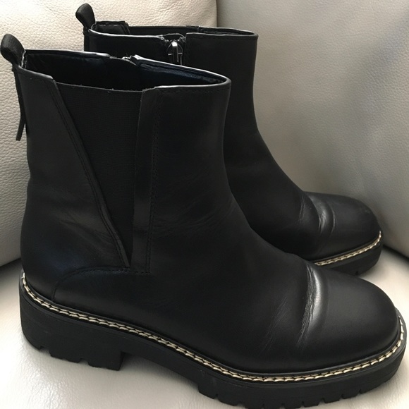 Franco Sarto A-Freda Black Leather Boots Sz 8M - Picture 5 of 7